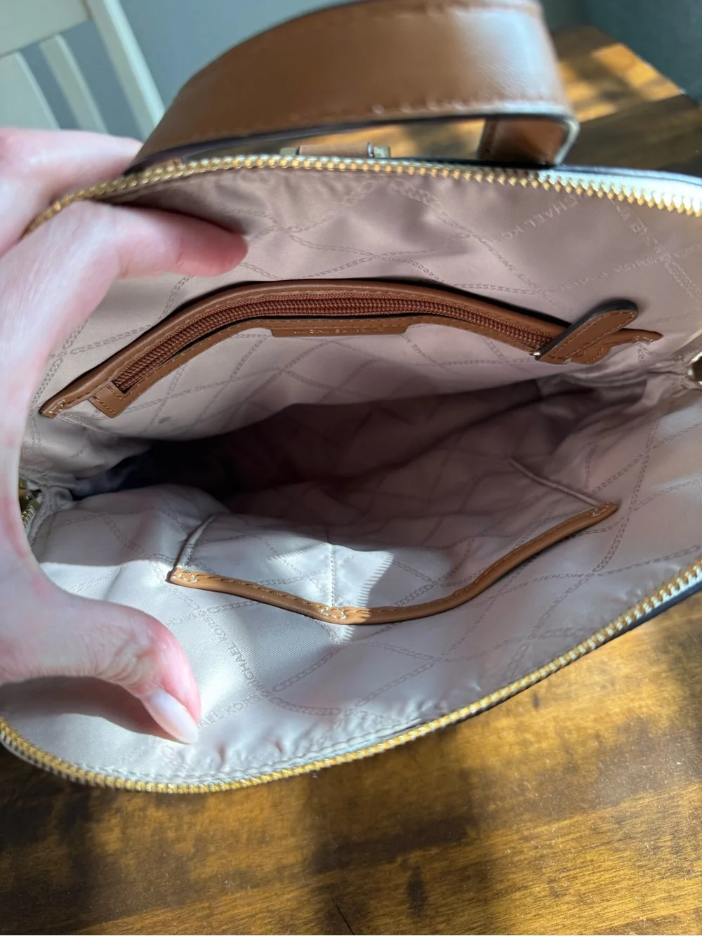 Michael Kors Backpack with Gold Hardware and Tan Accents